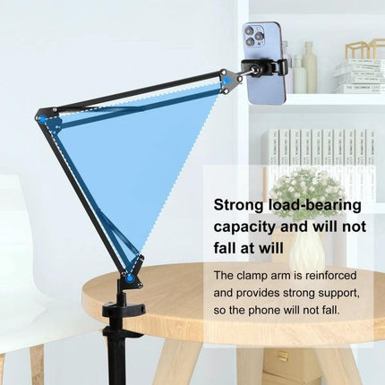 PULUZ Desktop Articulating Arm Holder for Phone Live Broadcasting metal desk clamp arm holding smartphone at adjustable angle for hands-free streaming