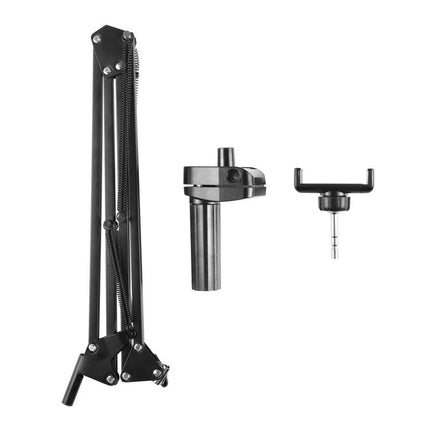 PULUZ Desktop Articulating Arm Holder for Phone Live Broadcasting – black metal adjustable desk mount with clamp and phone cradle