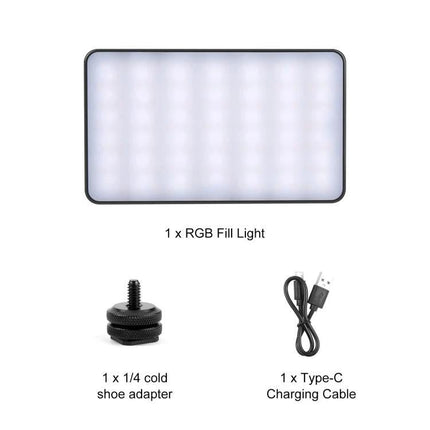 PULUZ Handheld RGB LED Light for Photography and Beauty Sessions compact RGB fill light with cold shoe adapter and USB-C cable