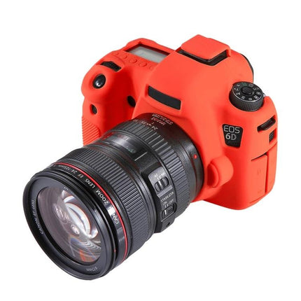 PULUZ Soft Silicone Protective Case for Canon EOS 6D Camera - red silicone camera cover protecting body and grip