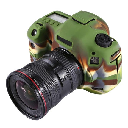 PULUZ Silicone Protective Case for Canon EOS 5D Mark III in camo green protecting camera body from scratches and impacts