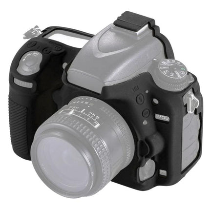PULUZ Soft Silicone Protective Case for Nikon D750 Camera fitted on DSLR showing textured black silicone cover and grip protection