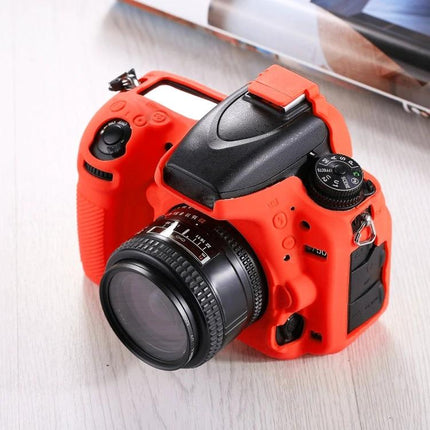 PULUZ Soft Silicone Protective Case for Nikon D750 Camera in red fitted on DSLR to protect from scratches and travel wear