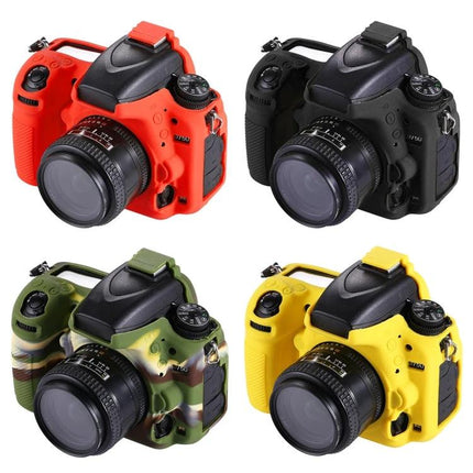 PULUZ Soft Silicone Protective Case for Nikon D750 Camera in red black camo and yellow showing full camera coverage