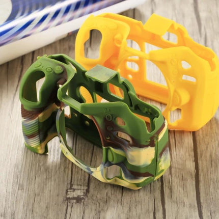 PULUZ Soft Silicone Protective Case for Nikon D7200 Cameras in green camo and yellow, stretchable silicone camera body cover protecting buttons and ports
