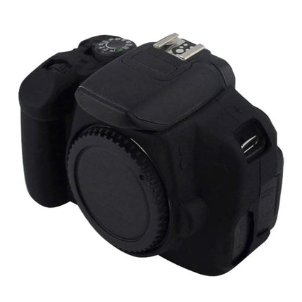 PULUZ Soft Silicone Protective Case for Canon EOS 650D and 700D Cameras on black DSLR body, snug fit protecting buttons and ports