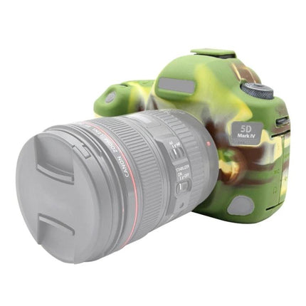 PULUZ Soft Silicone Protective Case for Canon EOS 5D Mark IV camouflage green silicone cover on camera body