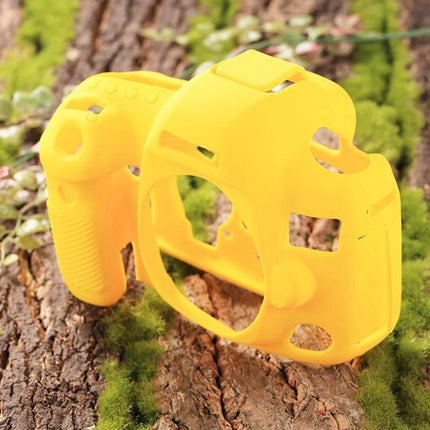 PULUZ Soft Silicone Protective Case for Canon EOS 5D Mark IV shown in bright yellow silicone with access cutouts and textured grip