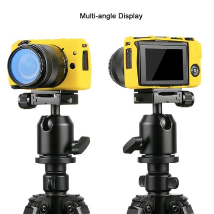 PULUZ Soft Silicone Protective Case for Canon EOS M3 yellow case on camera showing front and rear multi-angle display