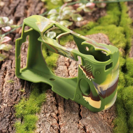 PULUZ Soft Silicone Protective Case for Sony A6300 A6400 in camo green on wood surface