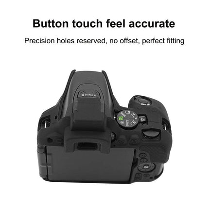 PULUZ Soft Silicone Protective Case for Nikon D5500/D5600 on camera showing precise button cutouts and accurate touch feel