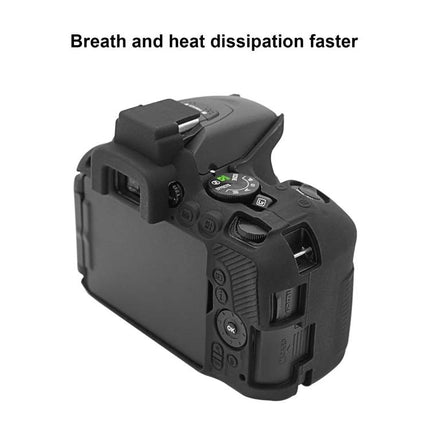 PULUZ Soft Silicone Protective Case for Nikon D5500/D5600 shown fitted on camera for scratch and impact protection