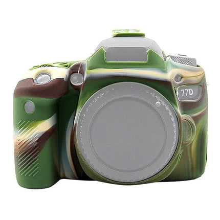 PULUZ Soft Silicone Protective Case for Canon EOS 77D Camera - camo green silicone cover protects against scratches dust and minor impacts