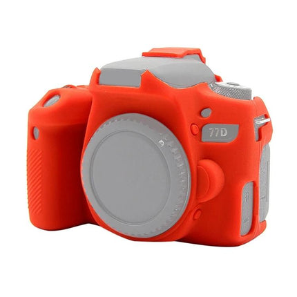 PULUZ Soft Silicone Protective Case for Canon EOS 77D Camera in red, snug-fit protective silicone cover guarding camera body from scratches and dust