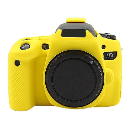 PULUZ Soft Silicone Protective Case for Canon EOS 77D Camera in bright yellow, snug fit protecting body, buttons and grip