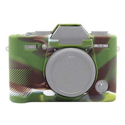 PULUZ Soft Silicone Protective Case for Fujifilm X-T20 Camera green camouflage silicone camera cover front view