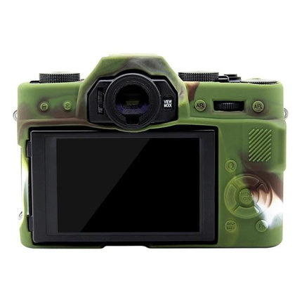 PULUZ Soft Silicone Protective Case for Fujifilm X-T20 Camera in green camouflage on camera back view