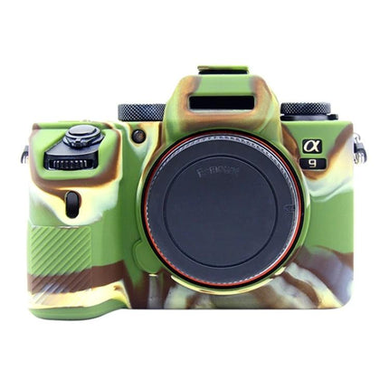 PULUZ Soft Silicone Protective Case for Sony A9 and A7 Cameras camo green silicone cover for mirrorless camera body