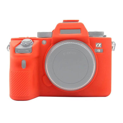 PULUZ Soft Silicone Protective Case for Sony A9 and A7 Cameras red silicone camera cover showing front view