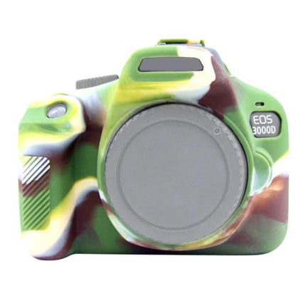 PULUZ Soft Silicone Protective Case for Canon EOS 3000D / 4000D camo green silicone cover protecting camera body for travel and daily use