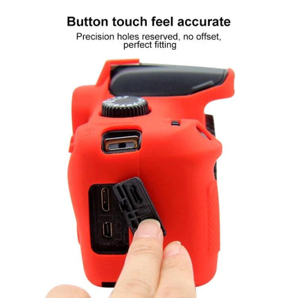 PULUZ Soft Silicone Protective Case for Canon EOS 3000D / 4000D red silicone cover showing precise port flap and button access