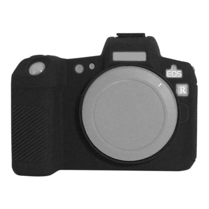 PULUZ Soft Silicone Protective Case for Canon EOS R Camera on black Canon EOS R body showing snug fit and button access