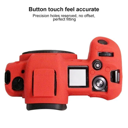 PULUZ Soft Silicone Protective Case for Canon EOS R Camera red top view showing precise button cutouts and snug fit