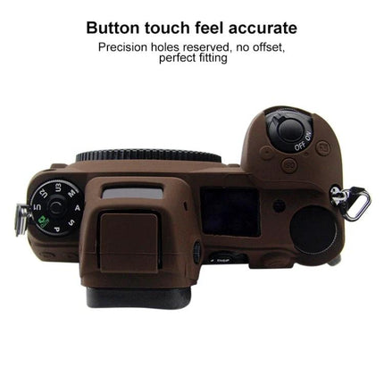 PULUZ Soft Silicone Protective Case for Nikon Z6 and Z7 Cameras - top view showing precise button cutouts and brown silicone fit