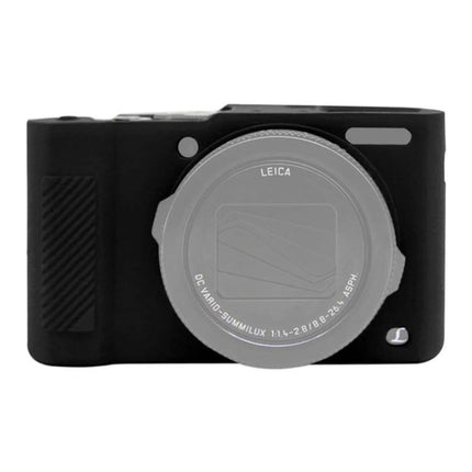 PULUZ Soft Silicone Protective Case for Panasonic Lumix LX10 front view on camera showing protective fit and lens access