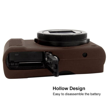 PULUZ Soft Silicone Protective Case for Panasonic Lumix LX10 brown case with hollow design for easy battery access