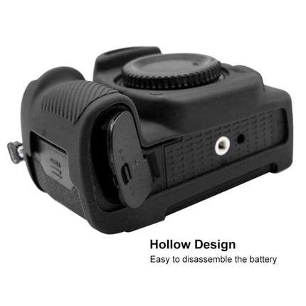 PULUZ Soft Silicone Protective Case for Nikon D780 black silicone camera body cover showing hollow battery opening and textured grip