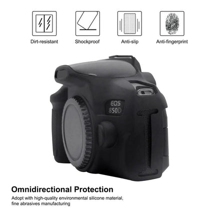 PULUZ Soft Silicone Protective Case for Canon EOS 850D Camera - black shockproof dirt-resistant silicone camera cover