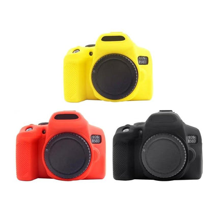 PULUZ Soft Silicone Protective Case for Canon EOS 850D Camera in yellow red and black, stretchable silicone cover protecting body and controls