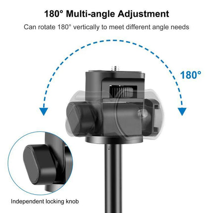 PULUZ Telescopic Tripod for Home and Travel Lighting Sessions showcasing 180° multi-angle adjustment and independent locking knob for stable lighting setups