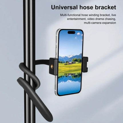 PULUZ Silicone Flexible Mount Holder for Phones and GoPro mounted on pole holding smartphone for hands-free outdoor vlogging