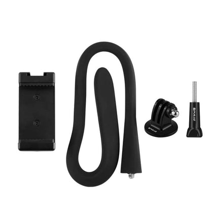 PULUZ Silicone Flexible Mount Holder for Phones and GoPro - black silicone flexible gooseneck with phone clamp and GoPro adapter