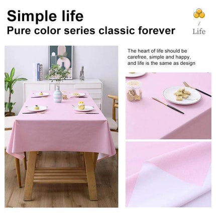 PVC Oil-Proof Waterproof Disposable Tablecloth 140x220 cm pink imitation hemp texture waterproof wipe-clean disposable tablecloth on dining table