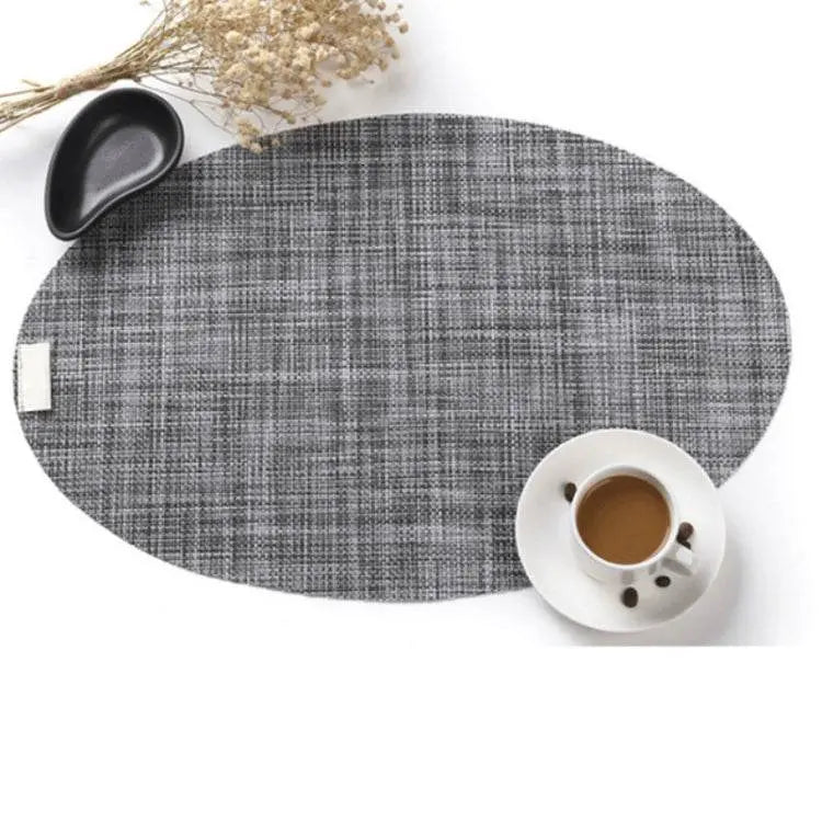 PVC Oval Shape Dining Table Mat Heat Insulation Non-Slip Placemats Disc Bowl Tableware Pads 