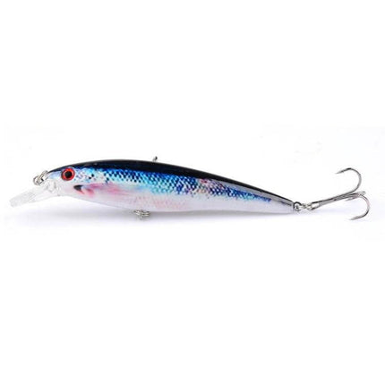 Painted Bionic Fishing Lure For Freshwater Casting, 11cm - blue silver 11cm painted lure with 3D bionic eyes and treble hooks for lake and river casting