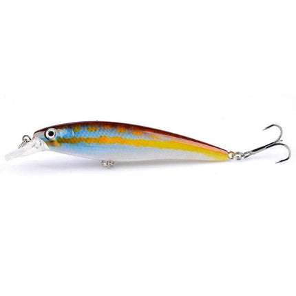 Painted Bionic Fishing Lure For Freshwater Casting, 11cm - painted 11cm minnow with 3D bionic eyes and treble hook for lake and river bank or boat fishing