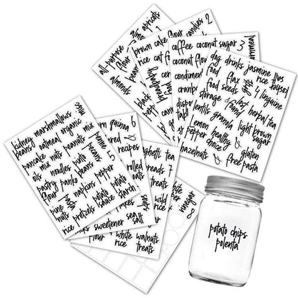 Pantry Label Stickers Waterproof for Jars and Bottles - clear waterproof pantry labels for jars and bottles, easy-apply transparent stickers