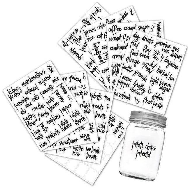 Pantry Label Stickers Waterproof for Jars and Bottles - clear waterproof pantry labels for jars and bottles, easy-apply transparent stickers