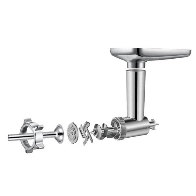 Pasta Grinder Attachment For Kenwood Chef Machines - stainless steel grinder attachment with plates and blades shown exploded view