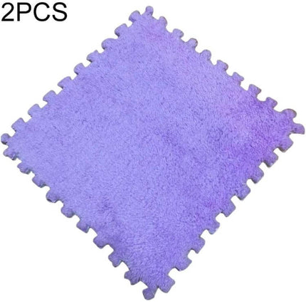 Alt Tag: Patchwork Foam Baby Play Mats 30x30 cm 2 Pack For Playtime soft purple plaid EVA foam squares for tummy time and crawling