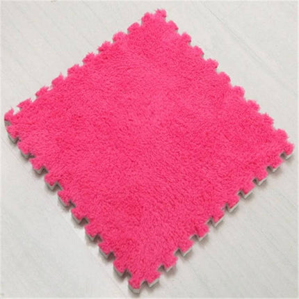 Patchwork Foam Baby Play Mats 30x30 cm 2 Pack For Playtime bright pink fuzzy EVA foam square mat with interlocking edges for nursery tummy time
