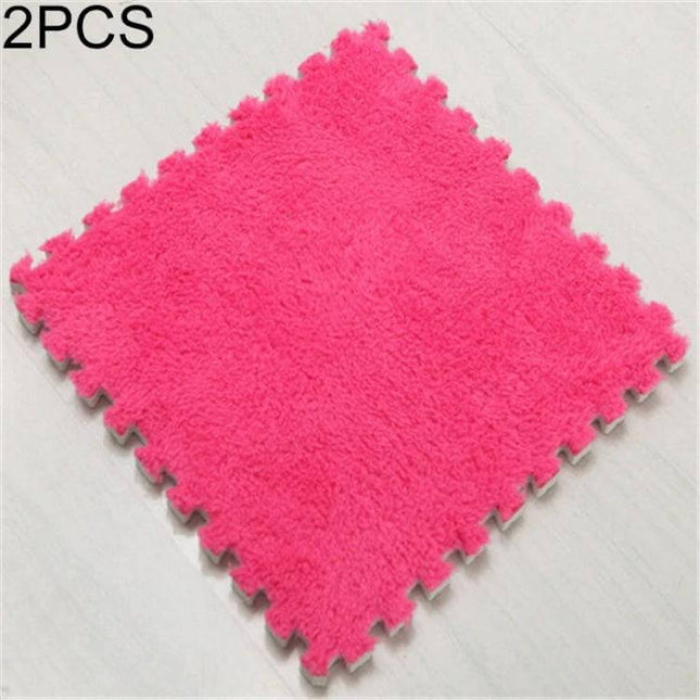 Patchwork Foam Baby Play Mats 30x30 cm 2 Pack For Playtime - pink fuzzy EVA foam square mat for nursery tummy time and crawling