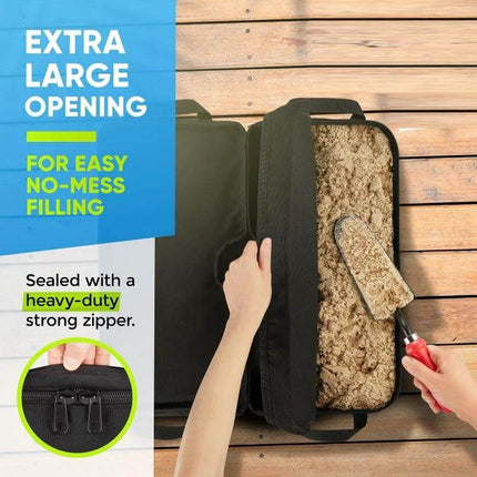 Patio Parasol Fixed Sandbag Cover Round For Windy Weather – extra-large opening Oxford cloth sandbag cover with heavy-duty zipper for no-mess filling