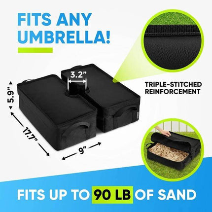 Patio Parasol Fixed Sandbag Cover Round For Windy Weather black oxford cloth sandbag fits any umbrella holds up to 90 lb sand with side openings