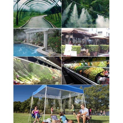 PE Hose Mist Watering Line for Outdoor Garden 18m Length - 18m kit with 26 nozzles for misting patios, greenhouses, pools and outdoor seating areas