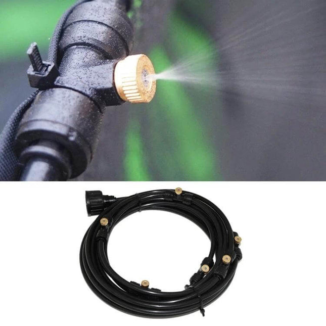 PE Hose Mist Watering Line for Outdoor Garden 18m Length - 18m kit with 26 mist nozzles for patio, greenhouse cooling and gentle garden irrigation